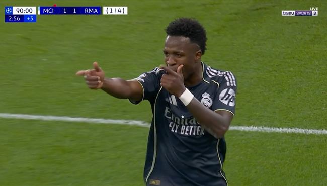 هدف فينيسيوس جونيور الثاني في مرمي مانشستر سيتي بدوري ابطال اوروبا