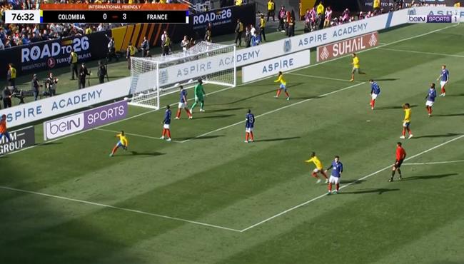 هدف كولومبيا الاول في مرمي فرنسا بمباراة ودية
