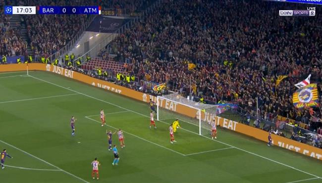 هدف برشلونة الملغي امام اتلتيكو مدريد بدوري ابطال اوروبا