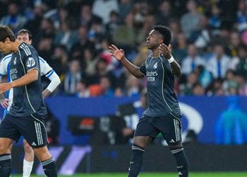 فيديو تتويج برشلونة يتأجل ريال مدريد يتخطى إسبانيول بثنائية فينيسيوس في الدوري الإسباني