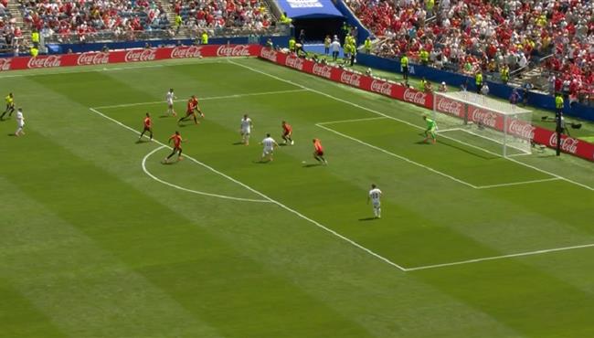 محمد صلاح يهدر فرصة هدف امام بلجيكا بكأس العالم