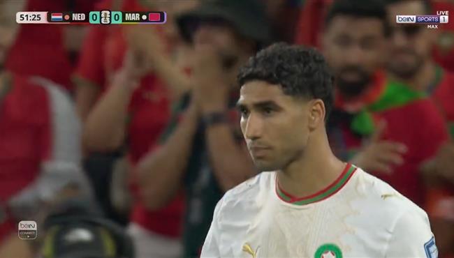اشرف حكيمي يهدر فرصة هدف امام هولندا بكأس العالم