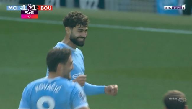 هدف مانشستر سيتي الثاني القاتل في مرمي بورنموث بالدوري الانجليزي