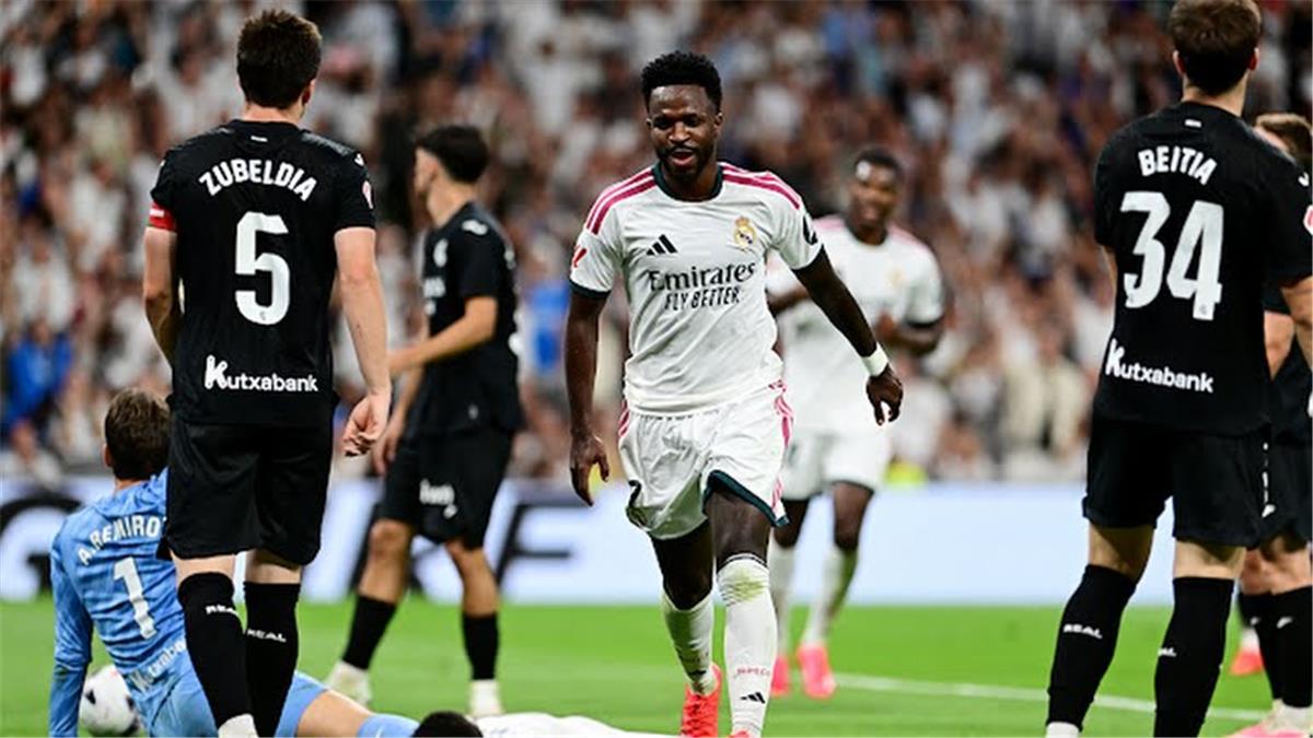 فيديو | فينيسيوس يسجل هدف ريال مدريد الثالث أمام ريال سوسيداد