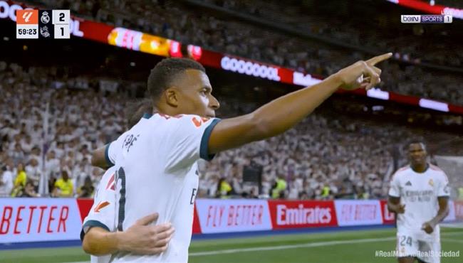 هدف مبابي الثاني في مرمي ريال سوسييداد بالدوري الاسباني