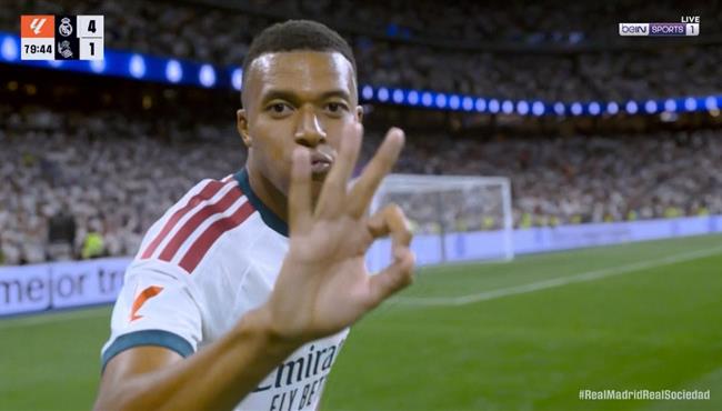 هاتريك مبابي في مباراة ريال مدريد وريال سوسيداد بالدوري الاسباني