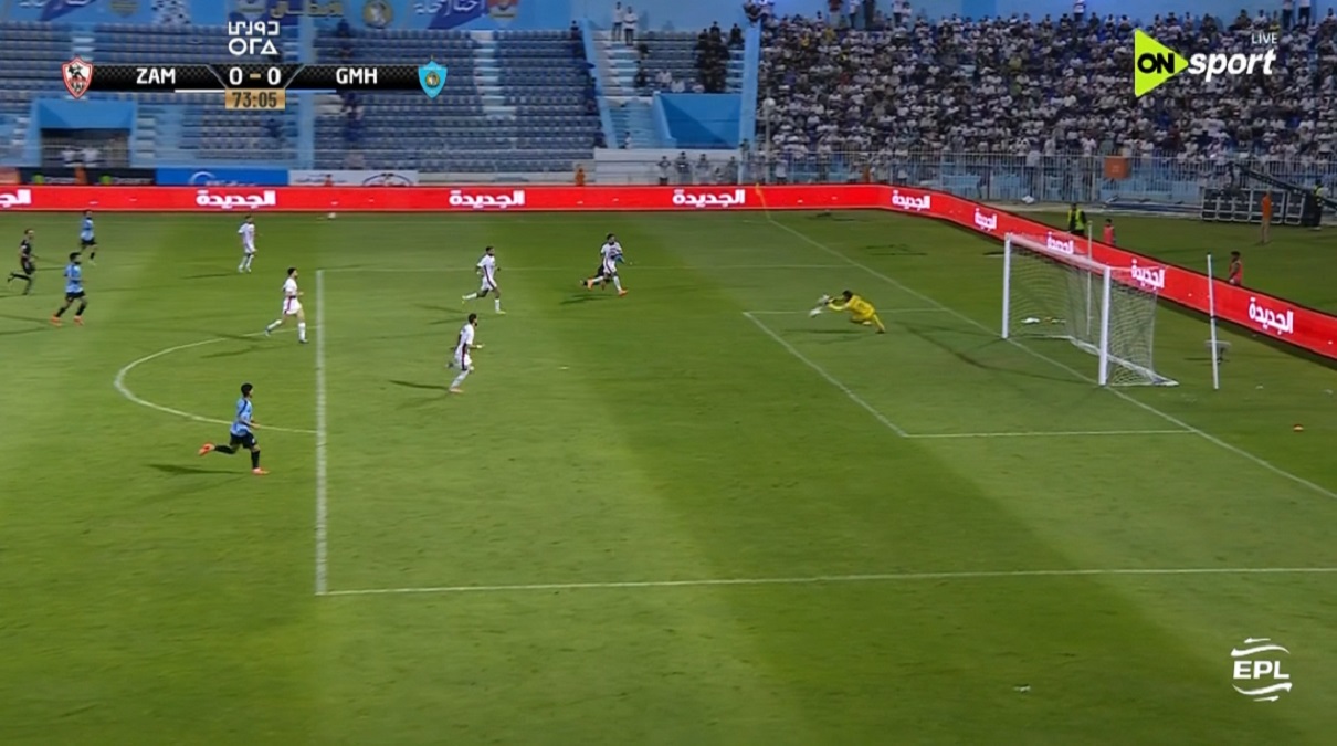 المهدي سليمان يتالق ويتصدى لهدف محقق لغزل المحلة امام الزمالك
