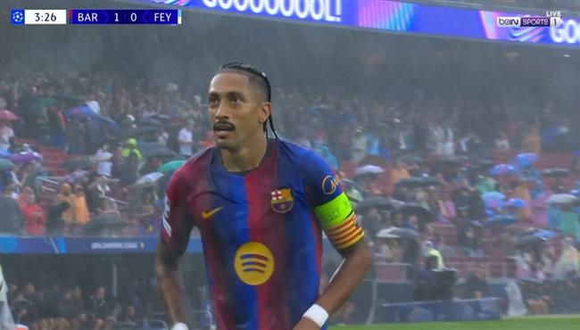هدف رافينيا في مرمي فينورد روتردام بدوري ابطال اوروبا