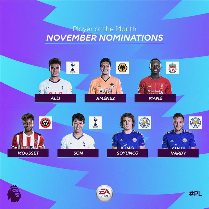 المرشحون لجائزة لاعب شهر نوفمبر في الدوري الإنجليزي
