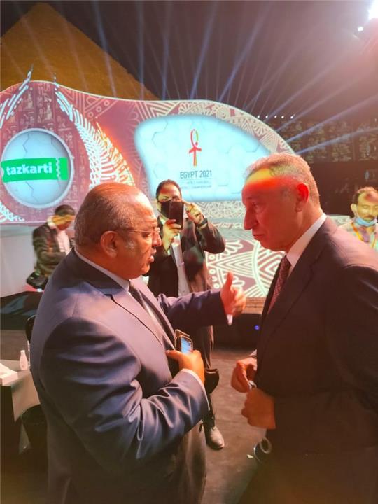 محمود الخطيب رئيس الأهلي في حفل قرعة كاس العالم لكرة اليد