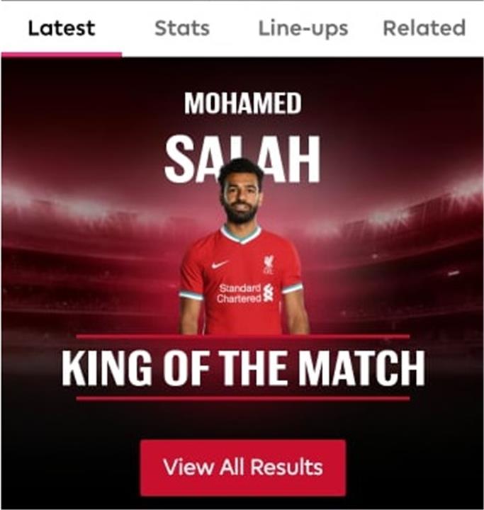 محمد صلاح رجل مباراة ليفربول ووست هام يونايتد