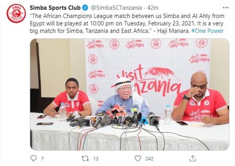 مباراة الأهلي وسيمبا التنزاني في دوري أبطال إفريقيا