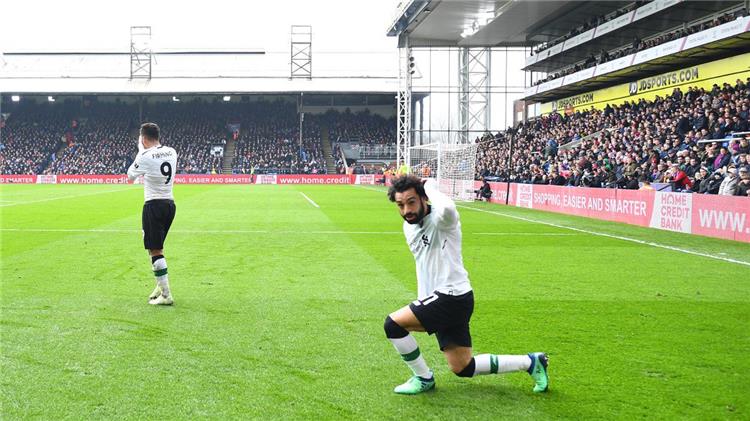 لحظة احتفال محمد صلاح بهدفه في شباك كريستال بالاس