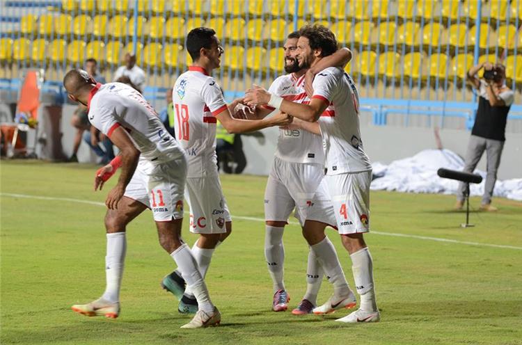 فرحة لاعبي الزمالك في مباراة الاتحاد