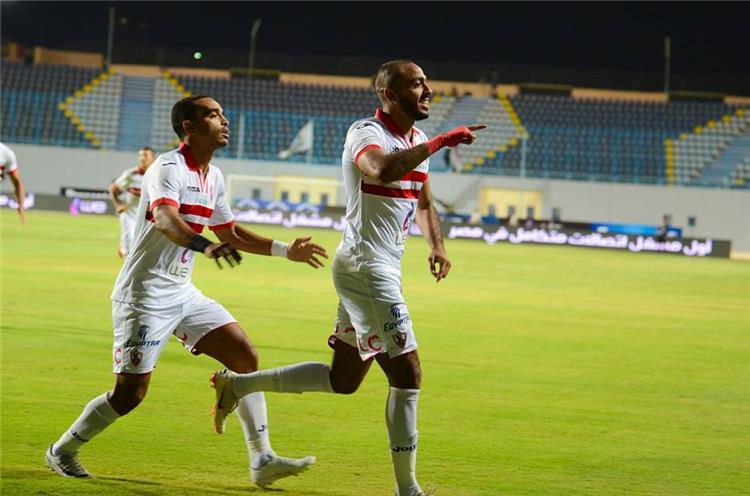 احتفال لاعبي الزمالك خلال مباراة الاتحاد