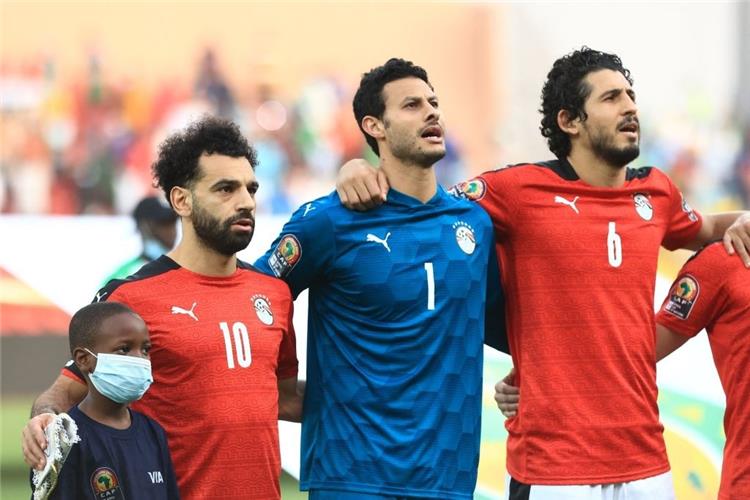 محمد صلاح والشناوي وحجازي من مباراة مصر ونيجيريا