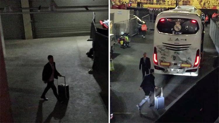 بطل_الشامبيونز رودريجيز يغادر ملعب كارديف سريع ا ويتجه إلى حافلة ريال مدريد بمفرده