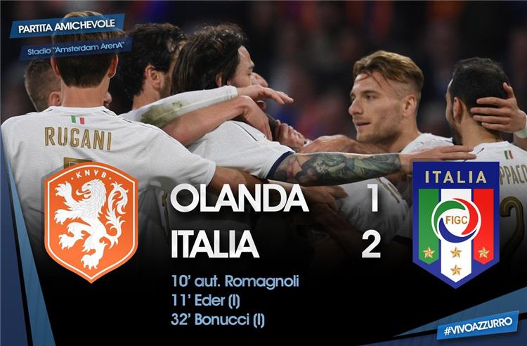 مباريات ودية إيطاليا تفوز بثنائية إيدير وبونوتشي على هولندا
