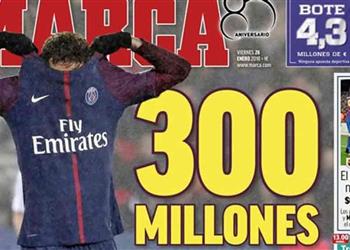 ماركا ريال مدريد يجهز 300 مليون يورو لنيمار