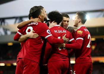 صورة جماهير ليفربول ترفع لافتة خاصة لمحمد صلاح