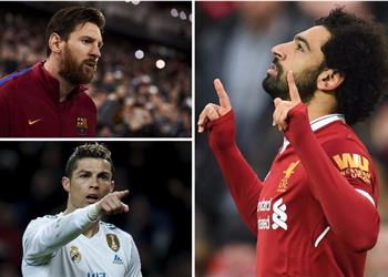 بالأرقام مقارنة بين محمد صلاح ورونالدو وميسي في عدد أهداف موسم 2017 2018