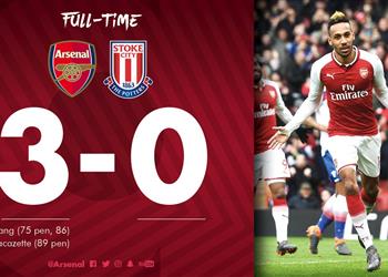فيديو آرسنال يهزم ستوك سيتي بثلاثية بمشاركة محمد النني ورمضان صبحي