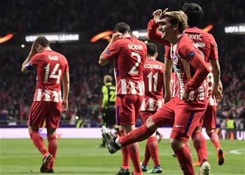 بالفيديو أتلتيكو مدريد يضع قدم ا بنصف نهائي اليوروباليج بالفوز على لشبونة