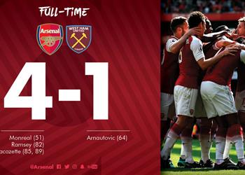 فيديو آرسنال يضرب وست هام برباعية في مباراة إصابة النني