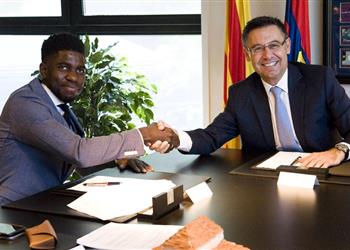 رئيس برشلونة يكشف عن الشرط الجزائي في العقد الجديد لـ أومتيتي