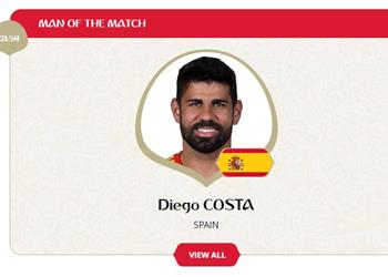 رسميا كوستا يحصل على رجل مباراة إسبانيا وإيران في كأس العالم