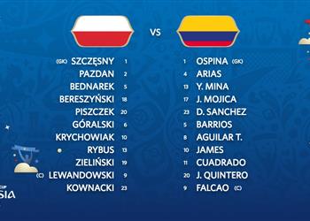 التشكيل الرسمي لمواجهة بولندا وكولومبيا في كأس العالم