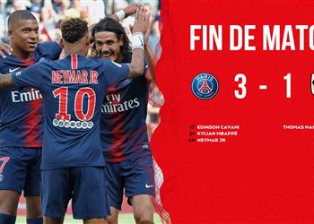 فيديو باريس سان جيرمان يضرب أنجيه بثلاثية كافاني ومبابي ونيمار