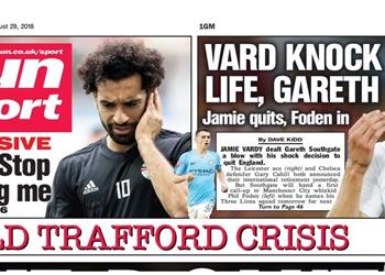 أزمة محمد صلاح تتصدر غلاف ذا صن