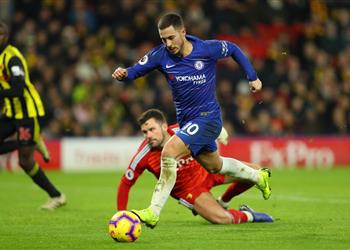 فيديو هازارد يتخطى لاعبي البريميرليج بهدفيه أمام واتفورد