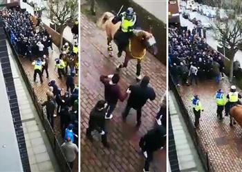 فيديو م شجع ي طعن بوجهه في اشتباكات دموية بين جماهير إيفرتون وميلوول