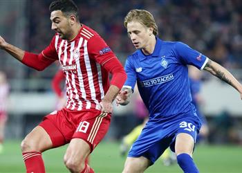 كوكا يشارك في خروج أولمبياكوس من الدوري الأوروبي بعد السقوط أمام دينامو كييف