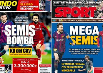 محمد صلاح وميسي يتصدران أغلفة الصحافة الكتالونية قبل صدام برشلونة وليفربول