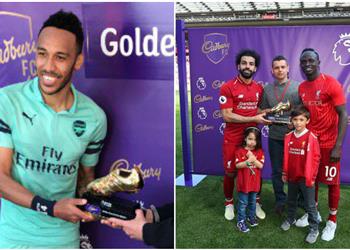 محمد صلاح وماني وأوباميانج يتقاسمون جائزة الحذاء الذهبي 2018 2019