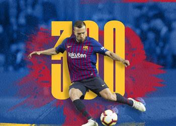برشلونة يهنيء ألبا بالمباراة رقم 300