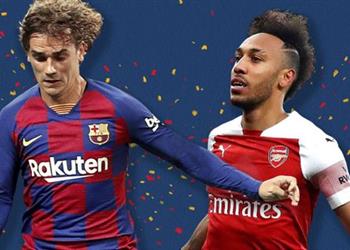 تشكيل مباراة برشلونة وآرسنال بكأس خوان غامبر ديمبلي وجريزمان أساسيان و أوباميانج يقود الجانرز
