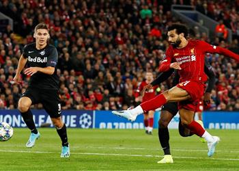 فيديو رقم مميز لمحمد صلاح بتسجيله هدف في مباراة ليفربول وسالزبورج بدوري أبطال أوروبا