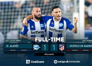 بالفيديو ديبورتيفو ألافيس يحول هزيمته لتعادل في الوقت القاتل أمام أتلتيكو مدريد