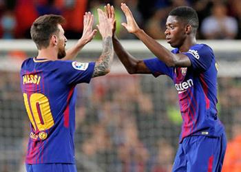 تشكيل برشلونة أمام سلافيا براج ديمبلي يجاور ميسي وجريزمان في الهجوم
