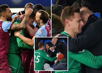 فيديو في ظهوره الأول حارس وست هام يبكي بشدة بعد الفوز أمام تشيلسي