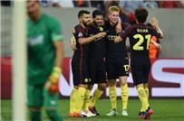 ملحق_الشامبيونز مانشستر سيتي يحسم لقاء الذهاب بخماسية في مرمى ستيوا بوخاريست وأجويرو يسجل هاتريك