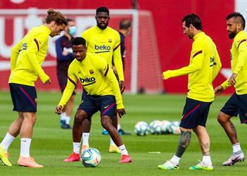 صور ميسي يعود لتدريبات برشلونة قبل مباراة ريال مايوركا