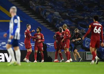 بالفيديو محمد صلاح يسجل ثاني أهدافه والثالث لـ ليفربول أمام برايتون
