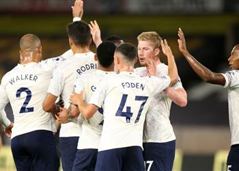 فيديو مانشستر سيتي يفتتح مشواره في الدوري الإنجليزي بالفوز على وولفرهامبتون بثلاثية