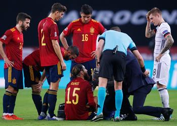 قلق في ريال مدريد بعد إصابة راموس في مباراة إسبانيا وألمانيا
