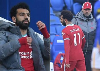 كلوب يعلق على غضب محمد صلاح بعد إستبداله في مباراة ليفربول وبرايتون